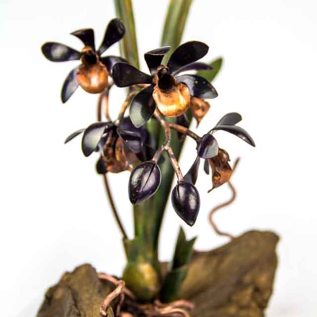 purple orchid copper sculpture