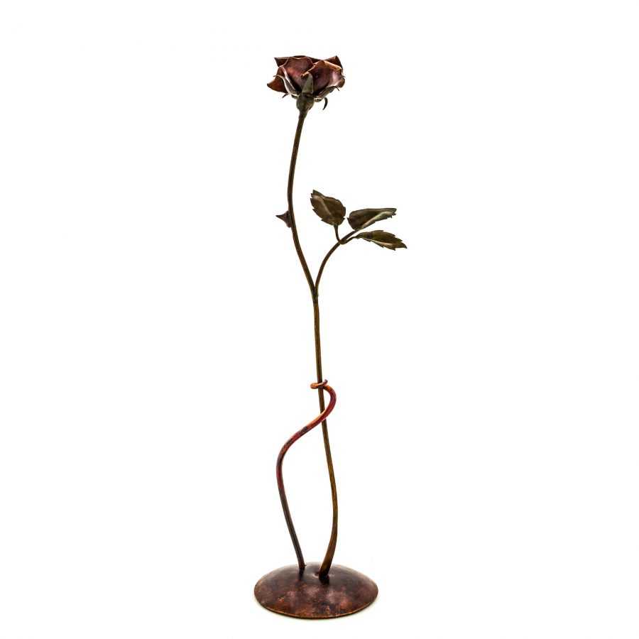 copper red rose sculpture