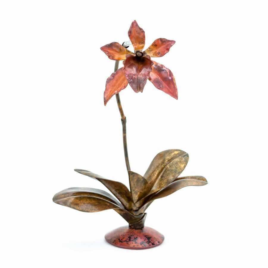 copper cymbidium orchid sculpture
