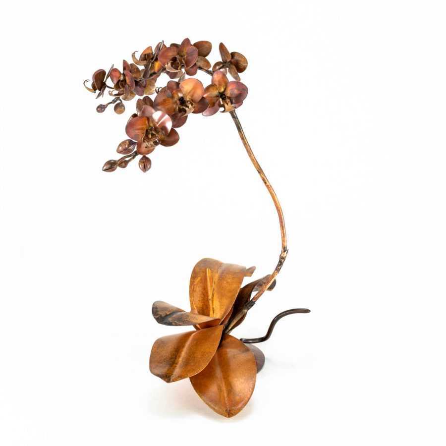 copper orchid sculpture