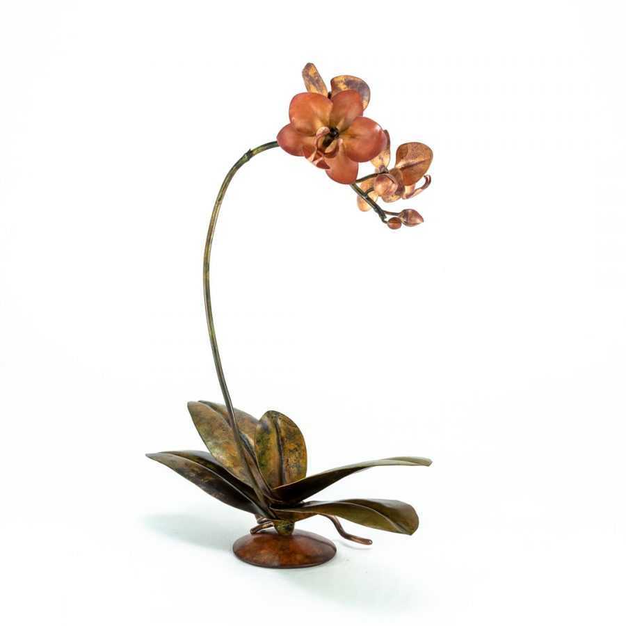 copper orchid sculpture