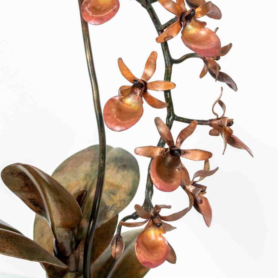 copperflora copper orchid sculpture
